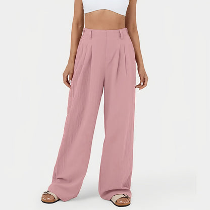 Variant image for Snygga Dam Byxor Hög Midja Breda Ben 100% Bomull-6