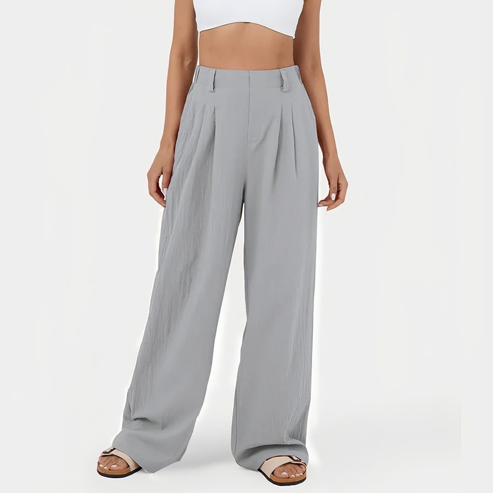 Variant image for Snygga Dam Byxor Hög Midja Breda Ben 100% Bomull-41