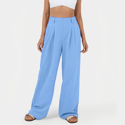 Variant image for Snygga Dam Byxor Hög Midja Breda Ben 100% Bomull-46