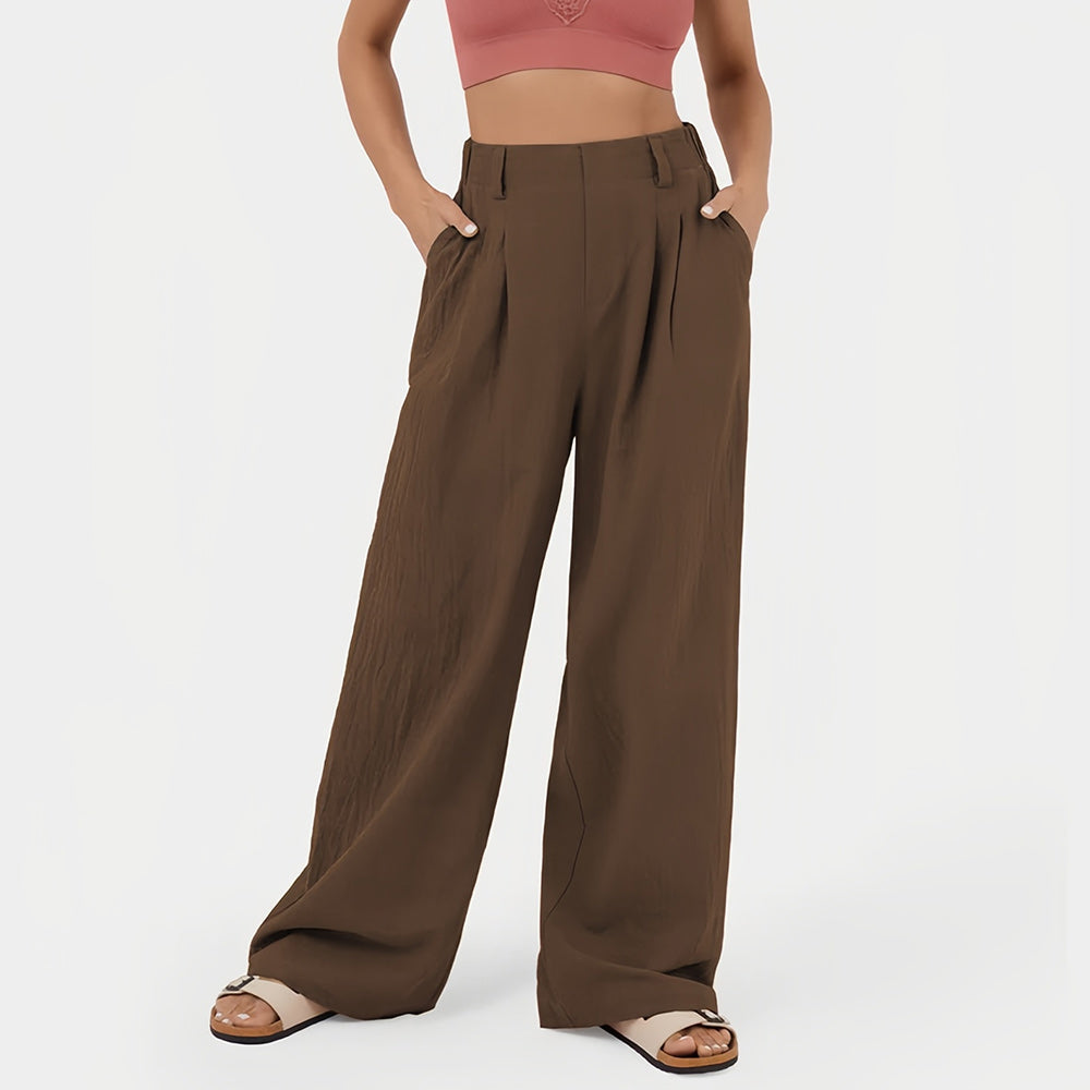 Variant image for Snygga Dam Byxor Hög Midja Breda Ben 100% Bomull-51