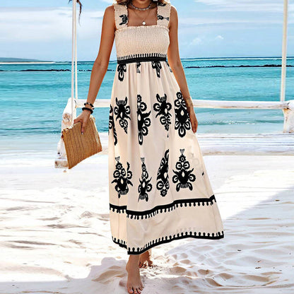 Strandklänning Dam med Bröstomslagsdesign i Mjuk Bomullsblandning – Vit, S-2XL 3