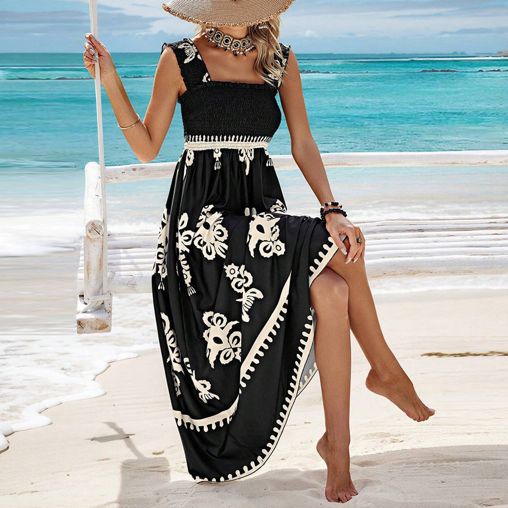 Strandklänning Dam med Bröstomslagsdesign i Mjuk Bomullsblandning – Vit, S-2XL 6