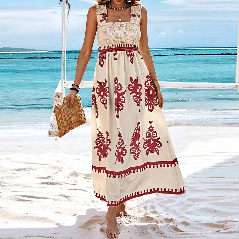 Strandklänning Dam med Bröstomslagsdesign i Mjuk Bomullsblandning – Vit, S-2XL 11