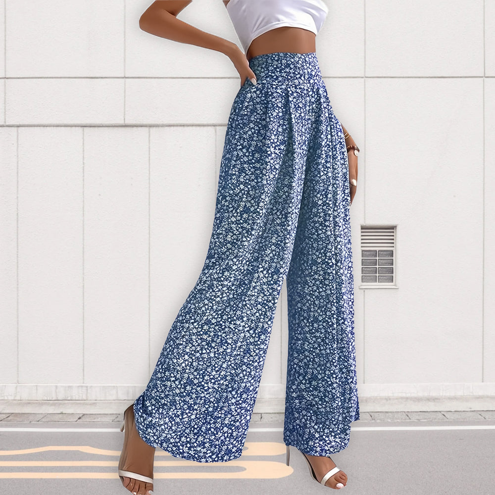 Variant image for Dam Fritidsbyxor Lösa Hög Midja Blommig Polyester-21