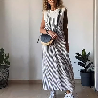 Variant image for Kvinnors Randig Klänning Justerbara Remmar Viskosfiber-1