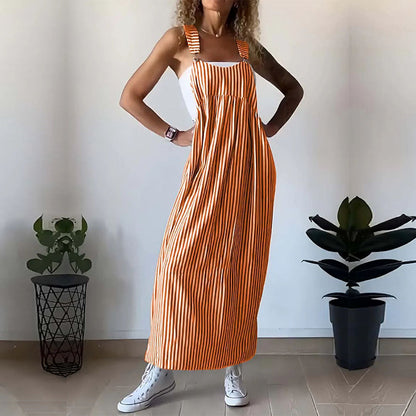 Kvinnors Randig Klänning Justerbara Remmar Viskosfiber-3