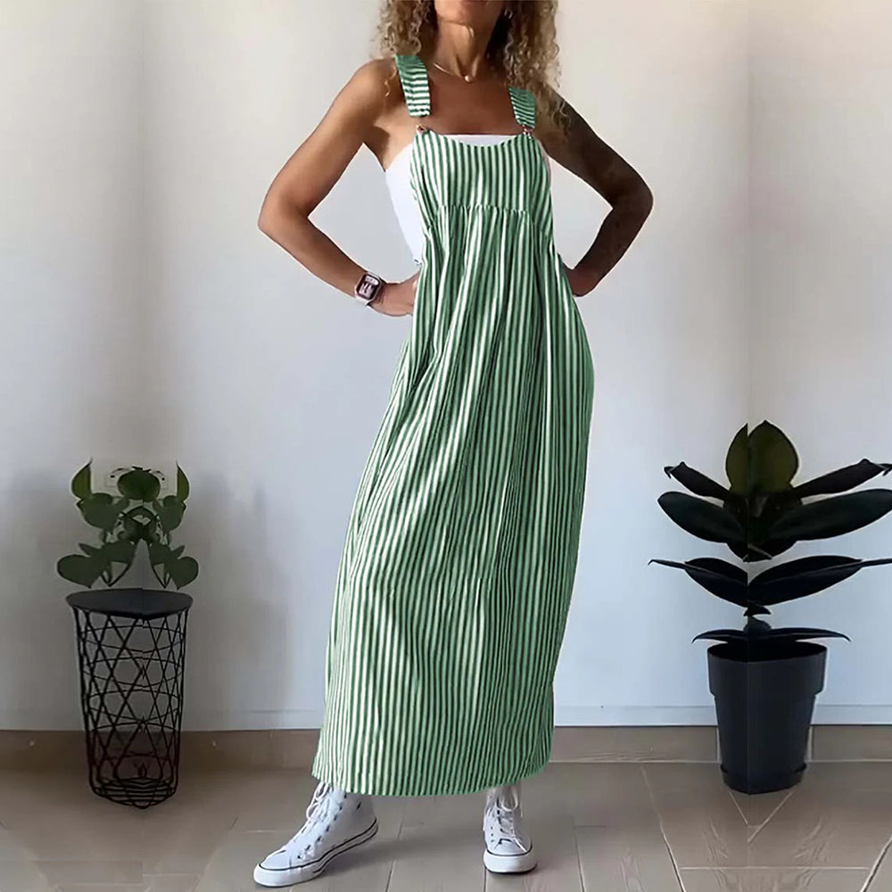 Variant image for Kvinnors Randig Klänning Justerbara Remmar Viskosfiber-11