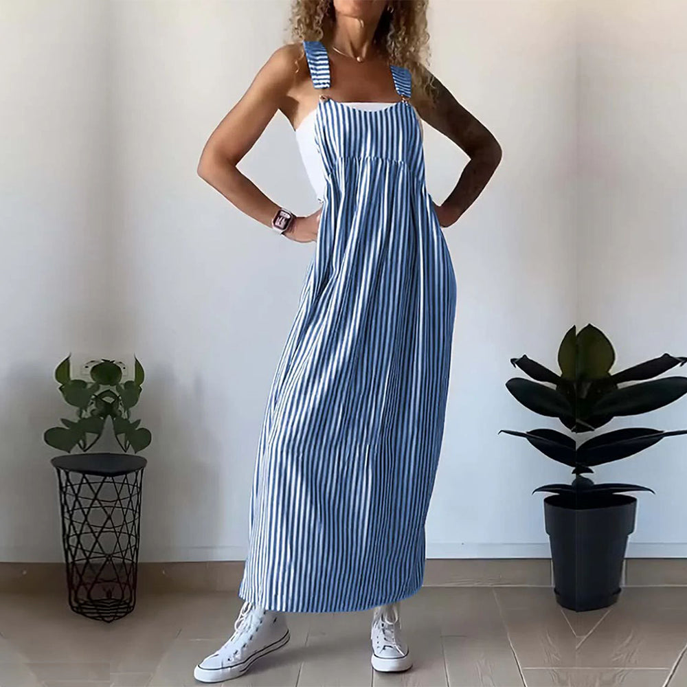 Variant image for Kvinnors Randig Klänning Justerbara Remmar Viskosfiber-16