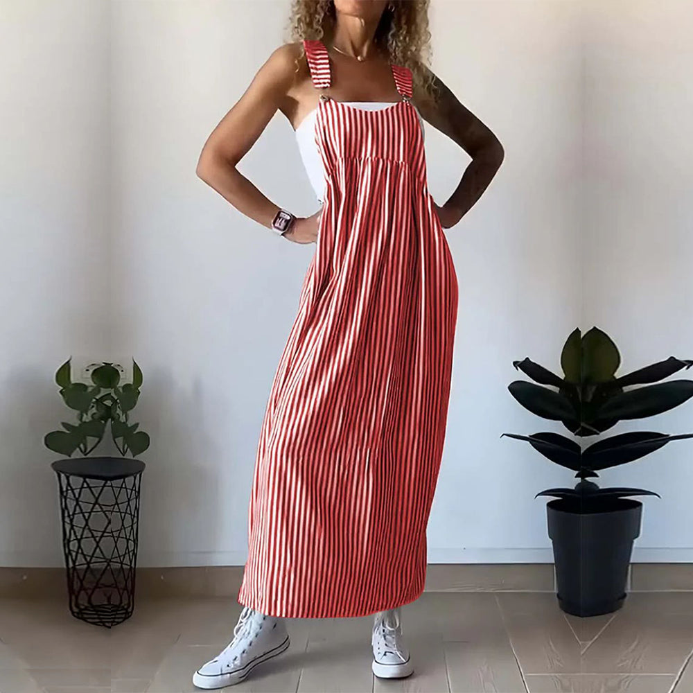 Kvinnors Randig Klänning Justerbara Remmar Viskosfiber-6