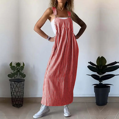 Kvinnors Randig Klänning Justerbara Remmar Viskosfiber-6