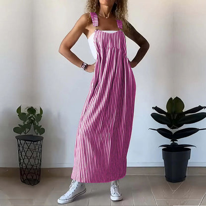 Variant image for Kvinnors Randig Klänning Justerbara Remmar Viskosfiber-26