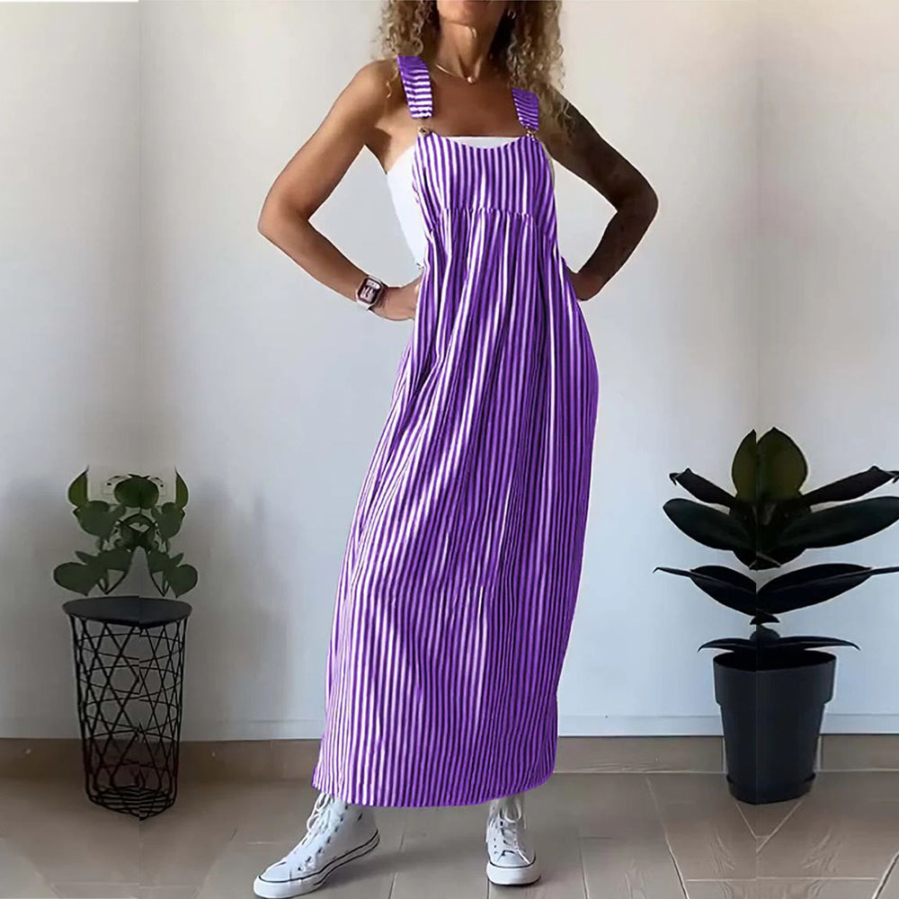 Variant image for Kvinnors Randig Klänning Justerbara Remmar Viskosfiber-31