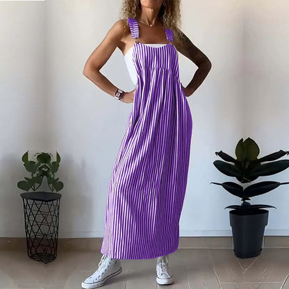 Variant image for Kvinnors Randig Klänning Justerbara Remmar Viskosfiber-31