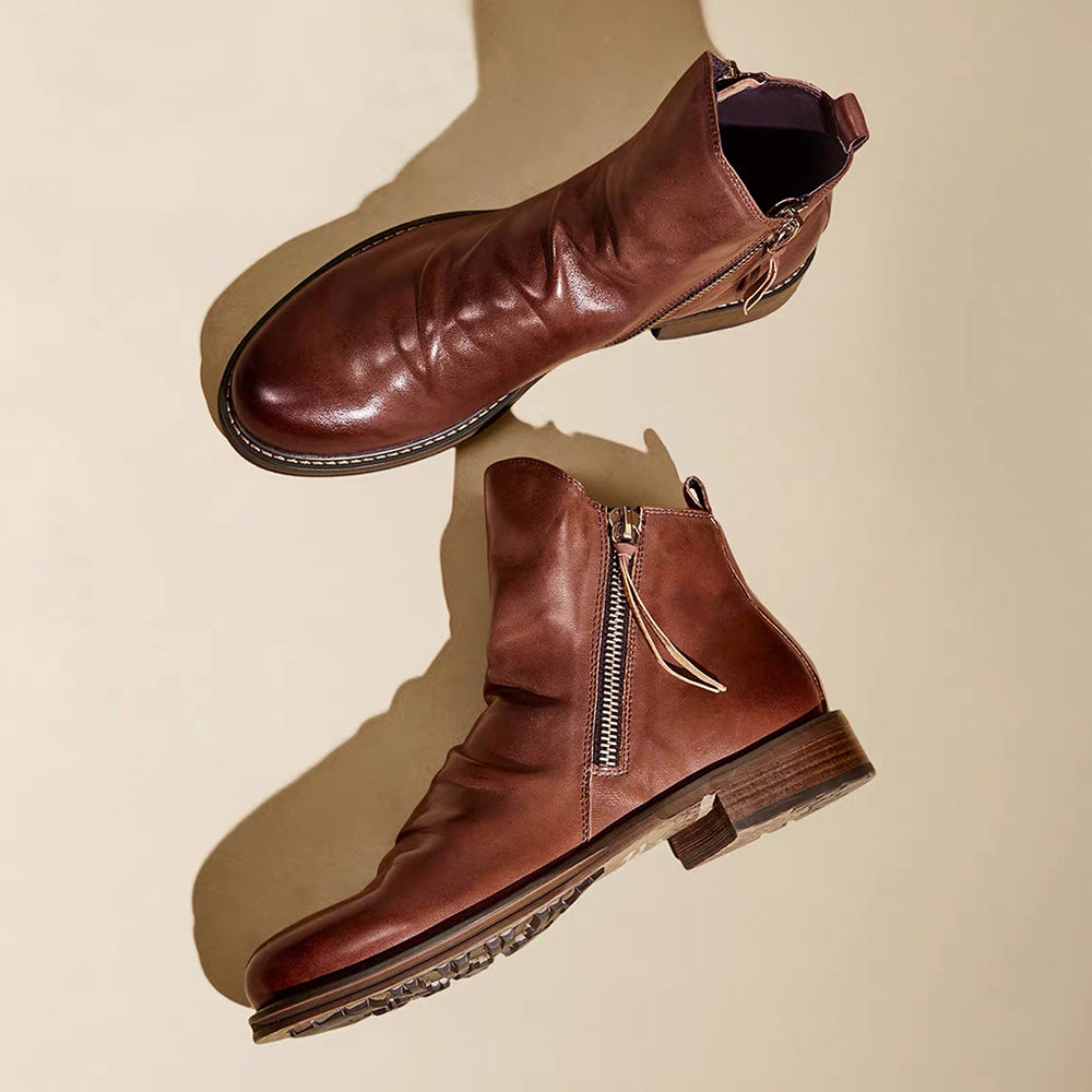 Herr Höga Stövlar PU Material Med Dekorativa Blixtlås-2