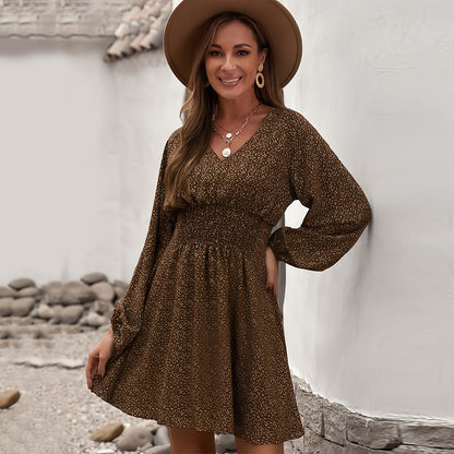 Kvinnoklänning med Djup V-ringning och Långa Ärmar – Loose Fit Polyesterklänning i Flera Färger 11