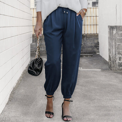 Variant image for Kvinnor Byxor Hög Midja Snörning Polyester-31