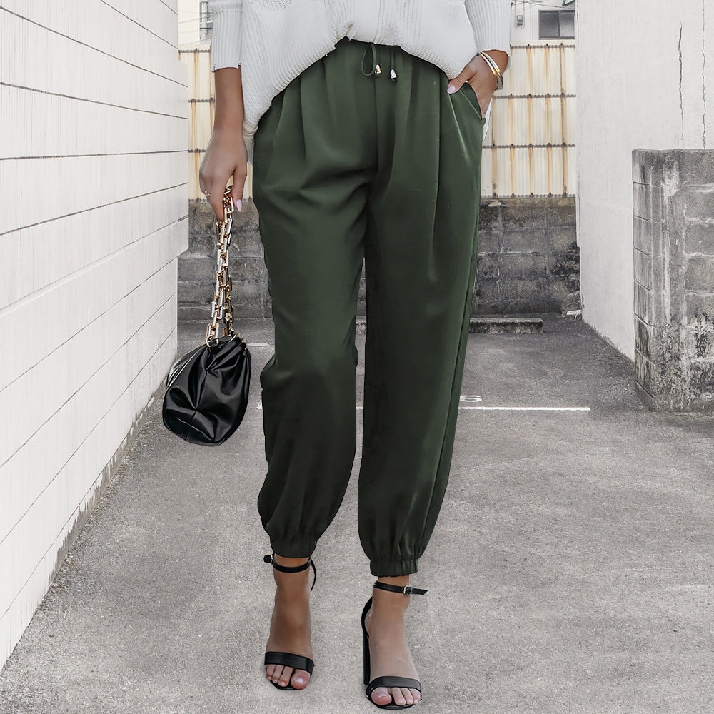 Variant image for Kvinnor Byxor Hög Midja Snörning Polyester-36