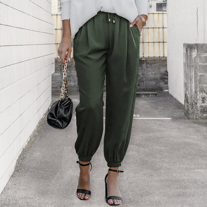 Variant image for Kvinnor Byxor Hög Midja Snörning Polyester-36