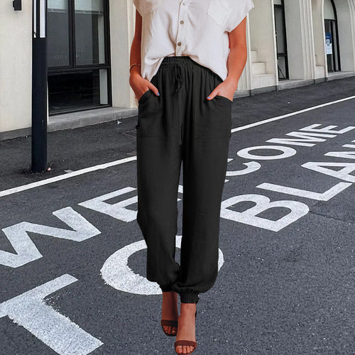 Kvinnors Byxor Löst Snitt Polyester Avslappnad Design-1