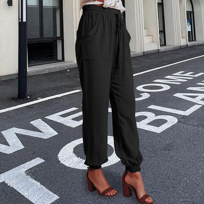 Kvinnors Byxor Löst Snitt Polyester Avslappnad Design-2