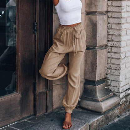 Kvinnors Byxor Löst Snitt Polyester Avslappnad Design-4