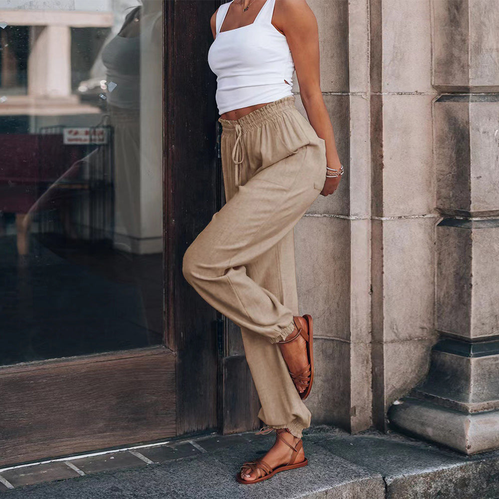 Kvinnors Byxor Löst Snitt Polyester Avslappnad Design-5