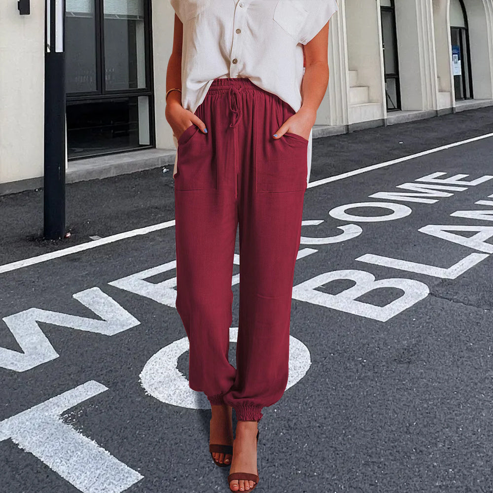 Variant image for Kvinnors Byxor Löst Snitt Polyester Avslappnad Design-11