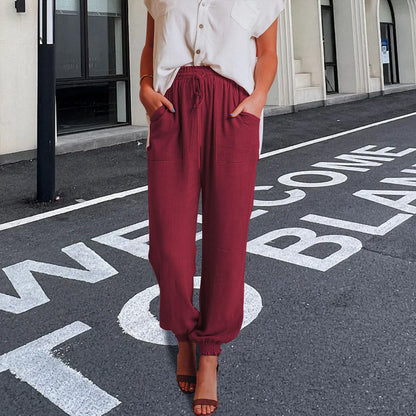 Variant image for Kvinnors Byxor Löst Snitt Polyester Avslappnad Design-11