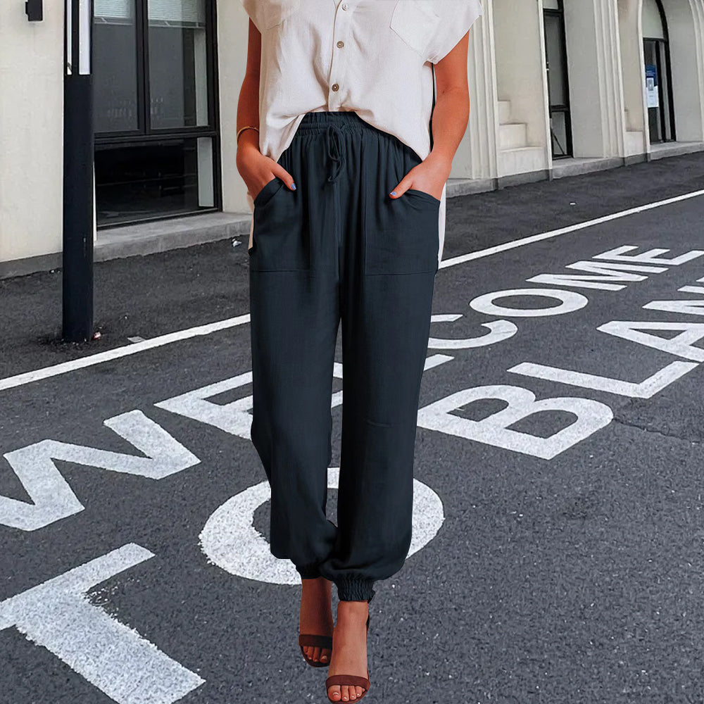 Variant image for Kvinnors Byxor Löst Snitt Polyester Avslappnad Design-26