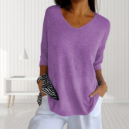 Variant image for Kvinnors Topp V-ringning Halvärmar Polyester-9