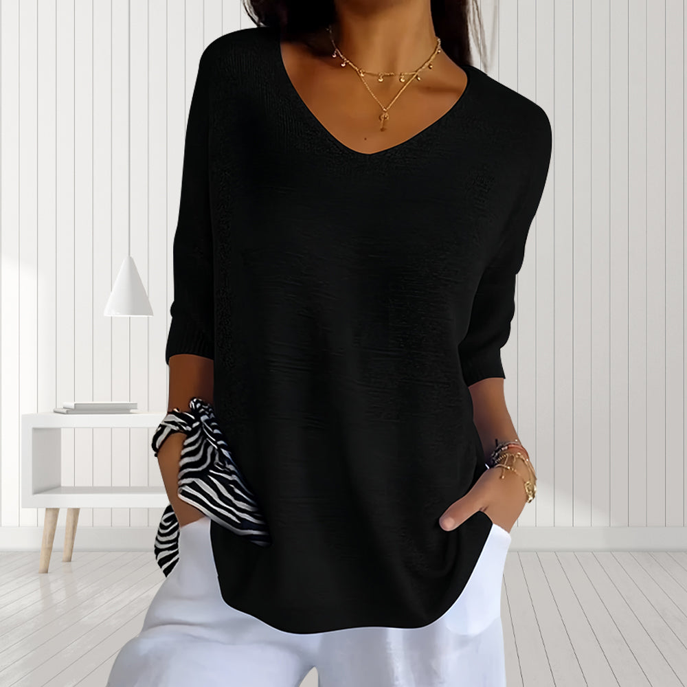 Variant image for Kvinnors Topp V-ringning Halvärmar Polyester-33