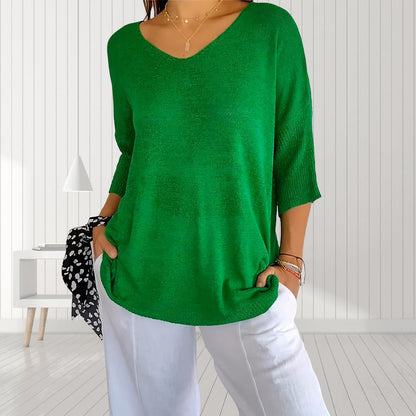 Variant image for Kvinnors Topp V-ringning Halvärmar Polyester-41