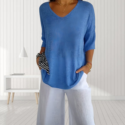 Variant image for Kvinnors Topp V-ringning Halvärmar Polyester-57