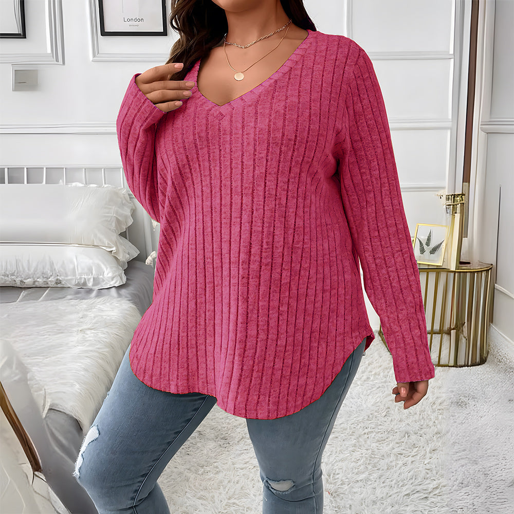 Variant image for Kvinnors Långärmad Topp V-Hals Lätt Polyester-21