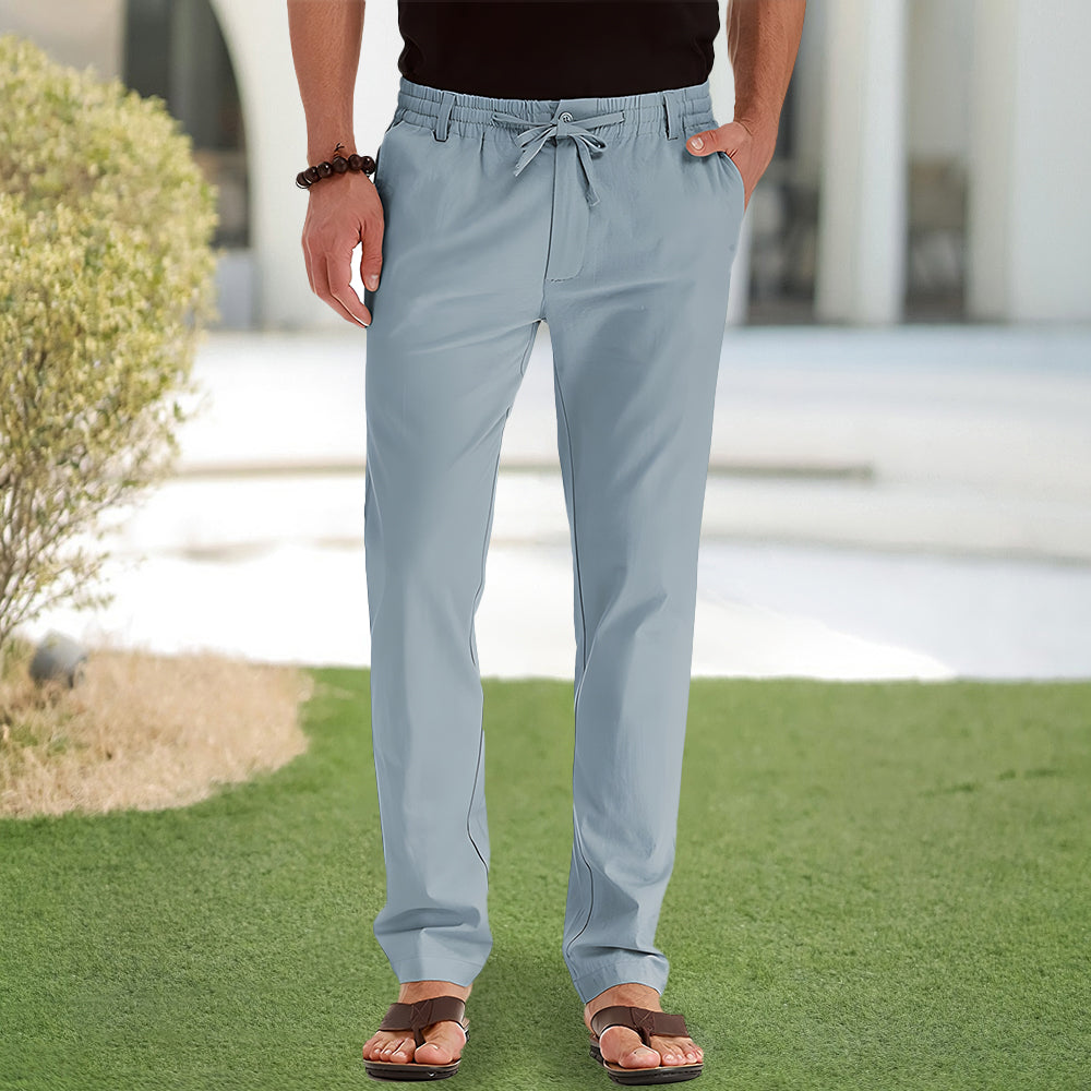 Herrbyxor Loose Fit Elastiskt Midjeband Bomull-3