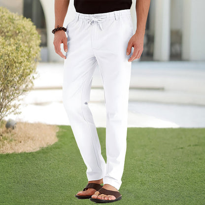 Herrbyxor Loose Fit Elastiskt Midjeband Bomull-1