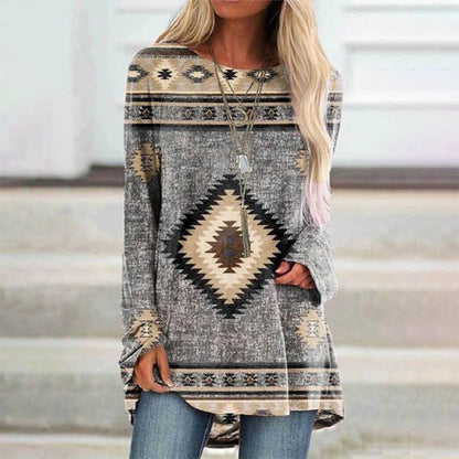 Variant image for Kvinnors Lång T-shirt Bohemisk Stil Bomullsliknande-41