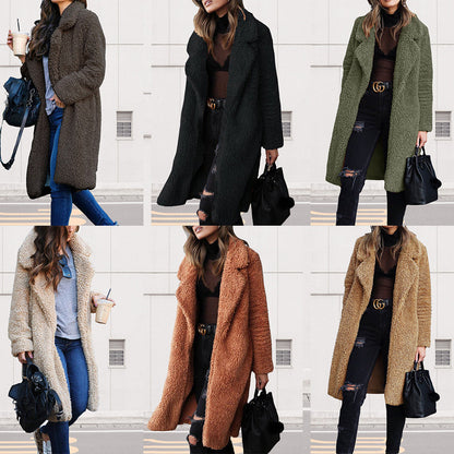 Dam Kappa Lång Dubbelsidig Sammet med Långa Ärmar-5