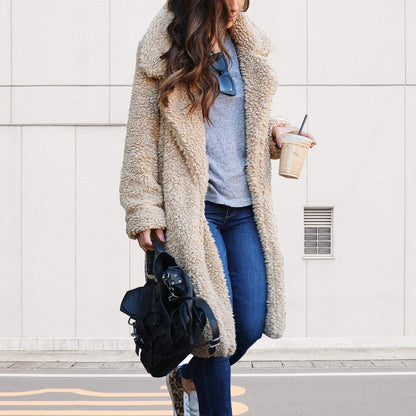 Dam Kappa Lång Dubbelsidig Sammet med Långa Ärmar-3