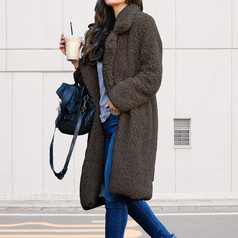 Dam Kappa Lång Dubbelsidig Sammet med Långa Ärmar-6