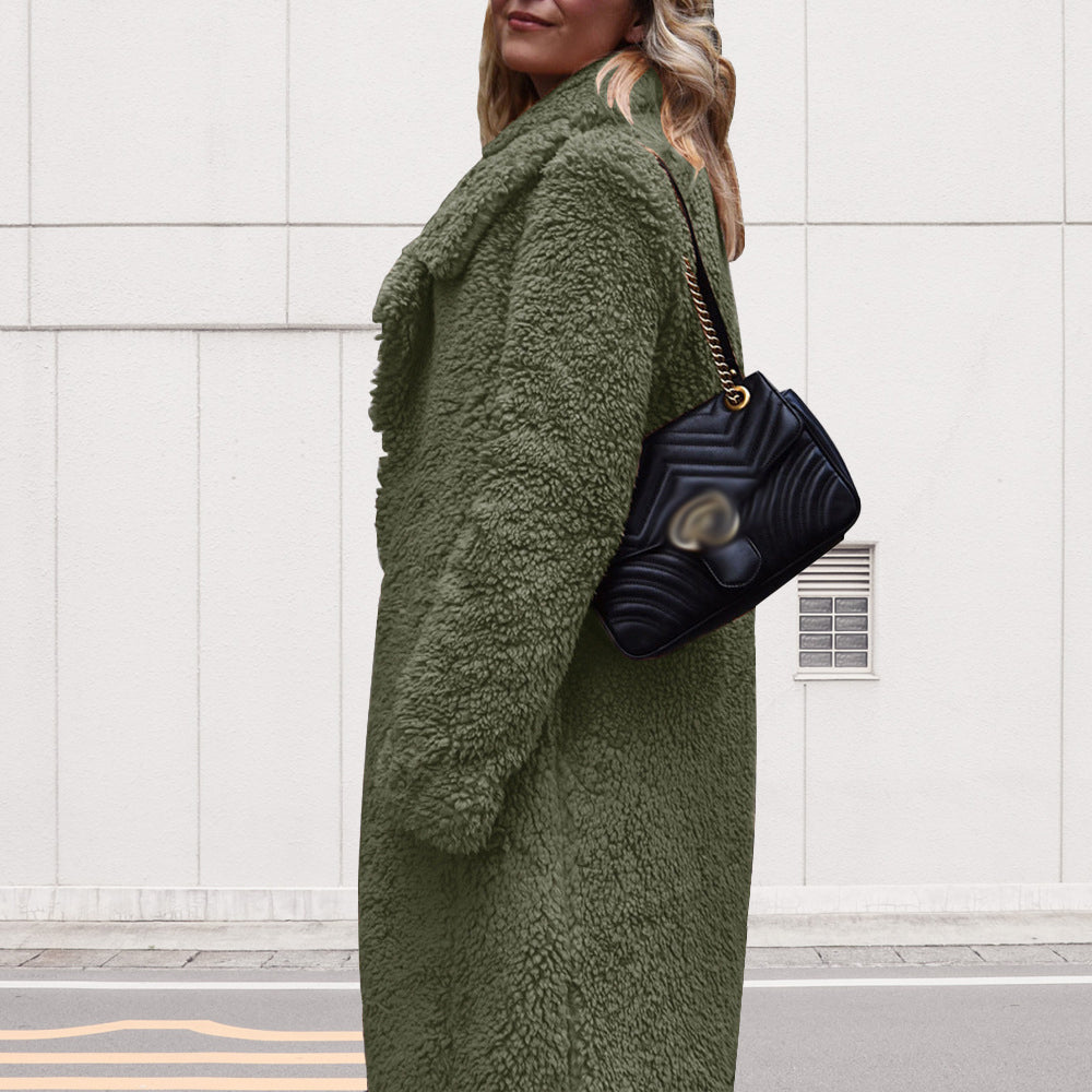 Dam Kappa Lång Dubbelsidig Sammet med Långa Ärmar-2