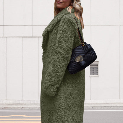 Dam Kappa Lång Dubbelsidig Sammet med Långa Ärmar-2