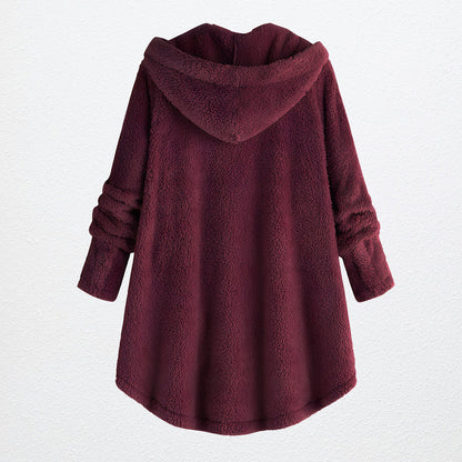 Damjacka Plysch Huvjacka Polyester Avslappnad-5