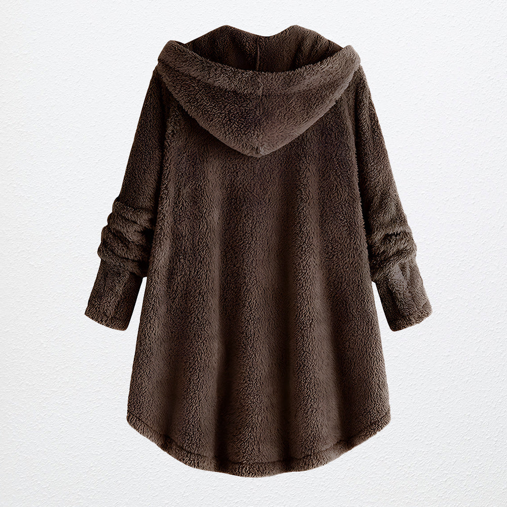 Damjacka Plysch Huvjacka Polyester Avslappnad-3