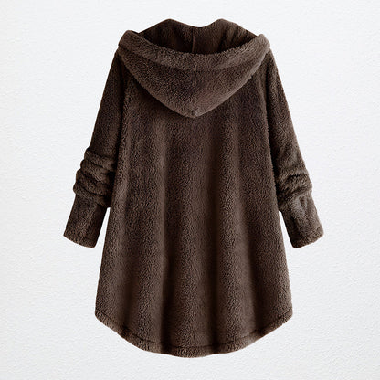 Damjacka Plysch Huvjacka Polyester Avslappnad-3