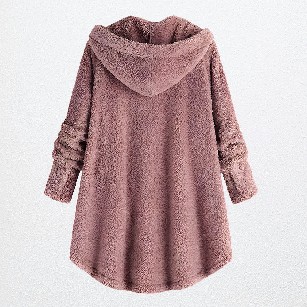 Damjacka Plysch Huvjacka Polyester Avslappnad-4