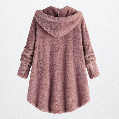 Damjacka Plysch Huvjacka Polyester Avslappnad-4