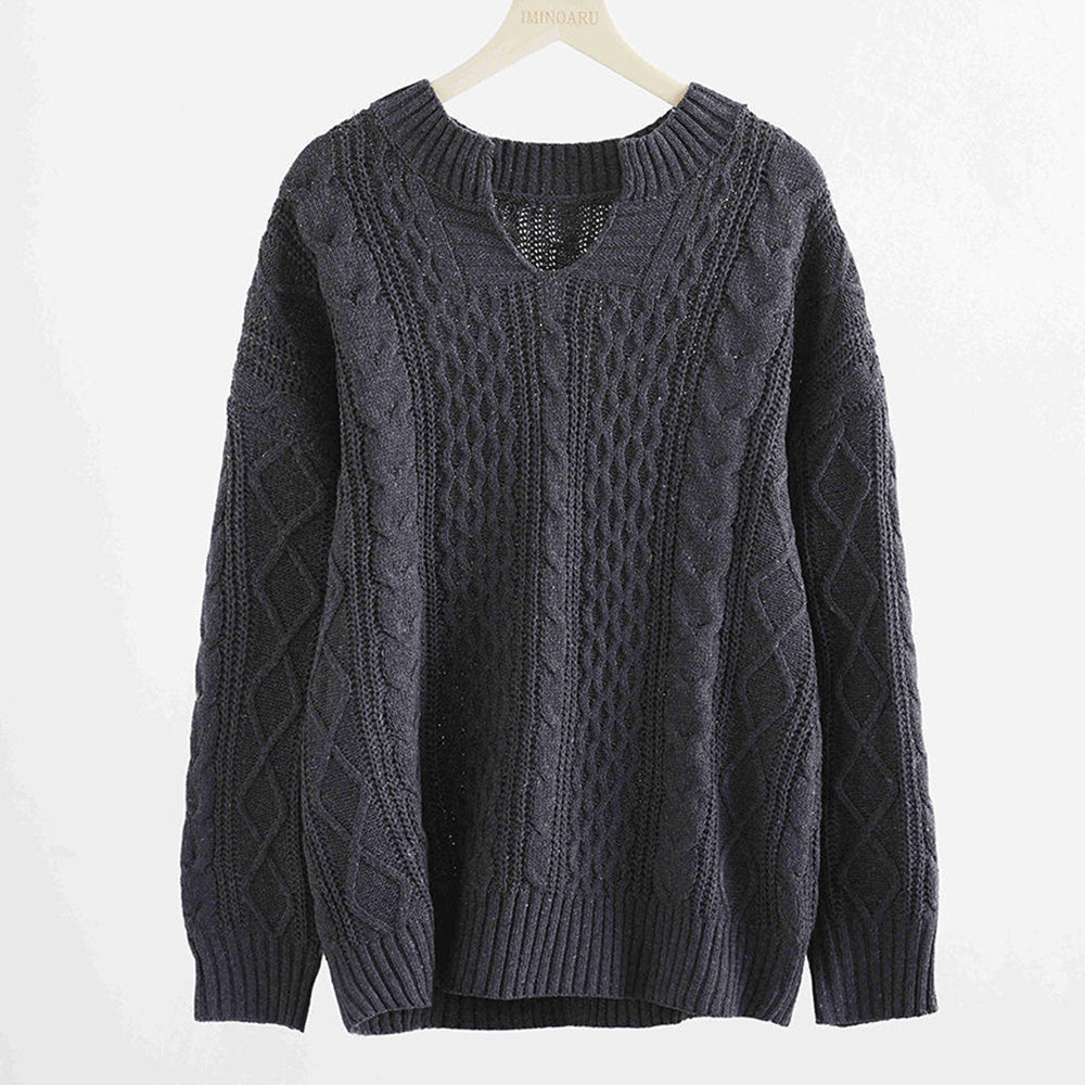 Kvinna Lång Kofta Avslappnad Stickad Akryl-3