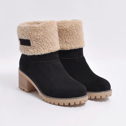 Variant image for Kvinnors Högklackade Stövlar Medelhöga Mocka Färgblock-8