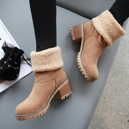 Kvinnors Högklackade Stövlar Medelhöga Mocka Färgblock-3